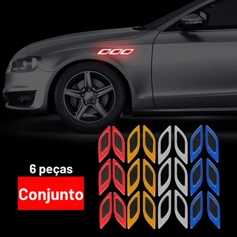 Mais Segurança e Estilo à Noite: Kit de Adesivos Reflexivos em Fibra de Carbono para Carros e Motos