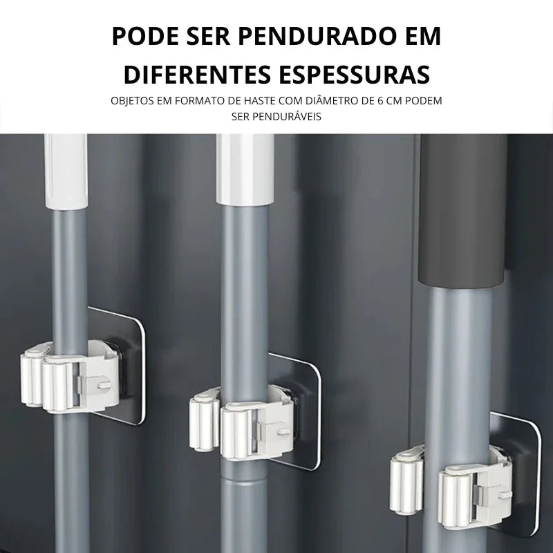 Organização Inteligente: Suporte Autoadesivo para Vassouras e Esfregões – Praticidade e Ordem na Cozinha ou Banheiro!