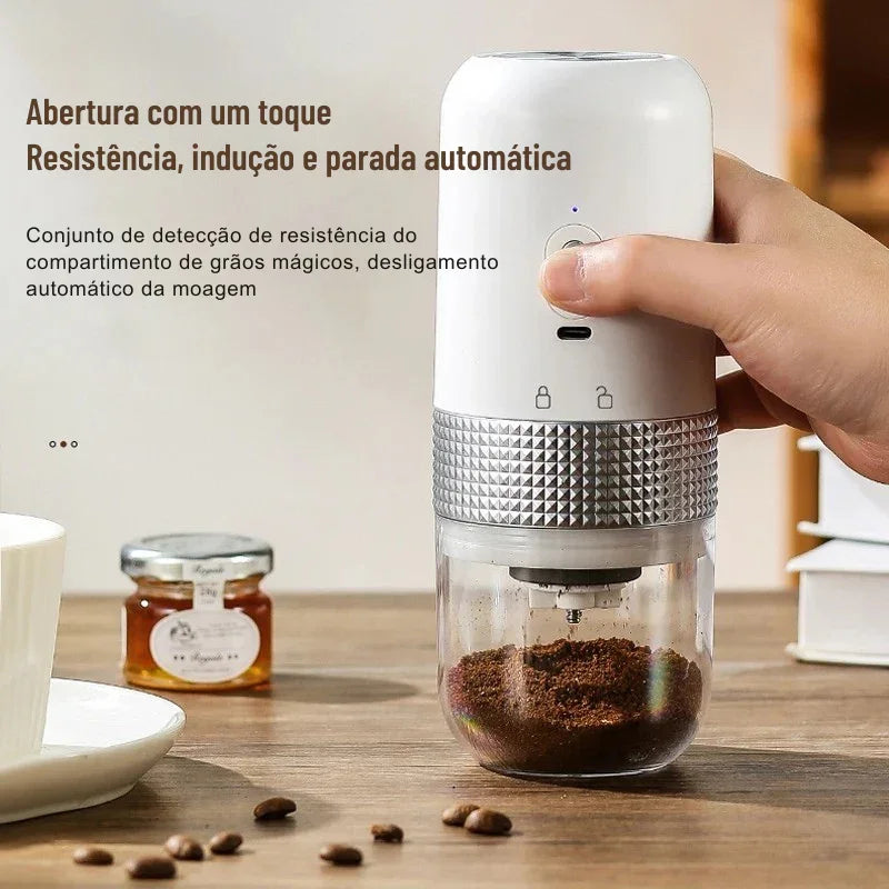 Moa Seu Café Onde Quiser: Moedor Elétrico Portátil com Núcleo de Cerâmica e Carregamento USB para Sabor Profissional em Qualquer Lugar!