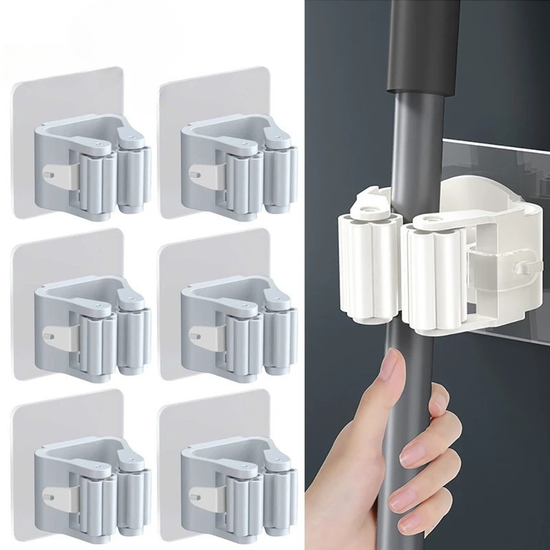 Organização Inteligente: Suporte Autoadesivo para Vassouras e Esfregões – Praticidade e Ordem na Cozinha ou Banheiro!