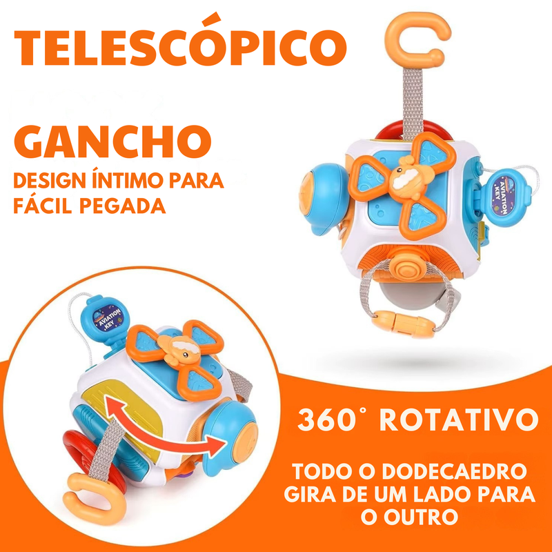 Cubo Sensorial: o brinquedo educativo que estimula a curiosidade, coordenação e criatividade do seu bebê em cada movimento!