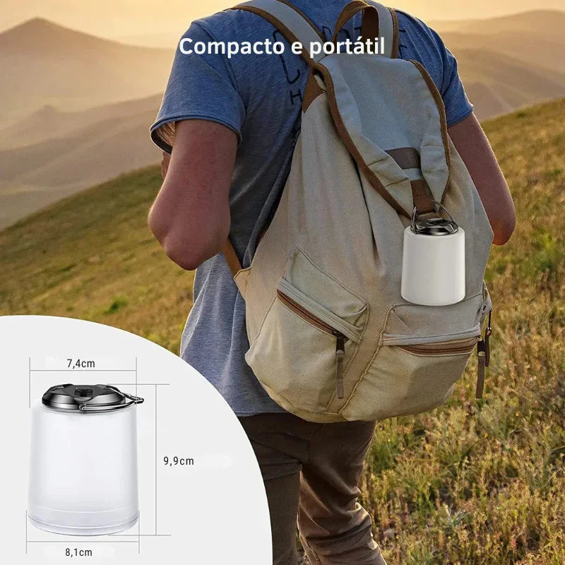 Lanterna Recarregável 3 em 1: Iluminação Quente e Potente Para Acampamentos, Trilhas e Aventuras — À Prova D'Água e Pronta Para Tudo!