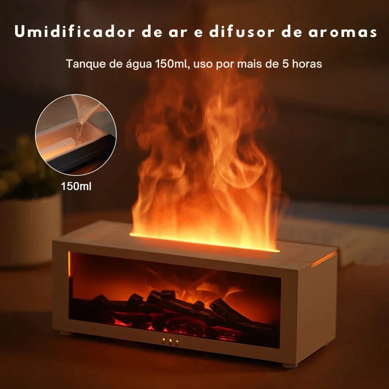 Chamas de Aroma: Umidificador com Difusor de Óleos Essenciais, Luz RGB e Controle Remoto para uma Atmosfera Mágica!