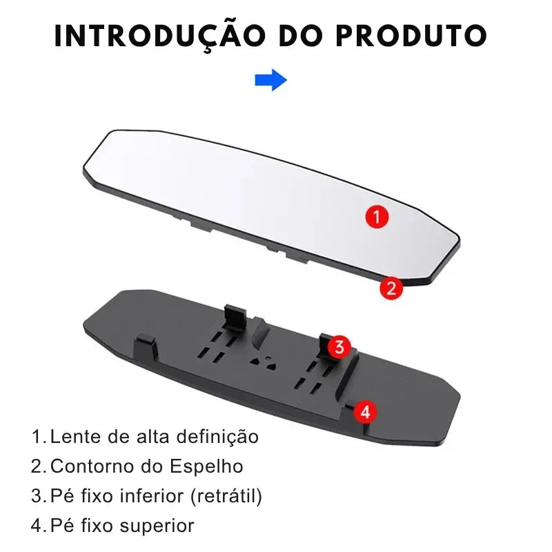Veja Tudo com Segurança: Espelho Interno Convexo Grande Angular para Monitoramento de Bebê e Visão Ampliada Sem Reflexos!