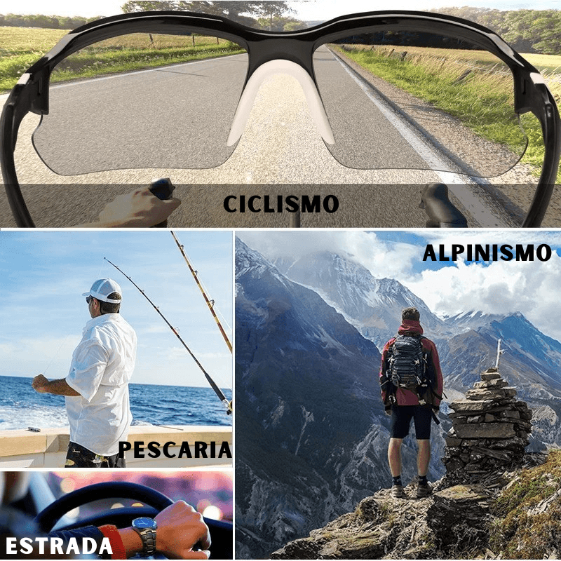 Óculos Esportivos Polarizados – Leves, Estilosos e Feitos para Aventura!