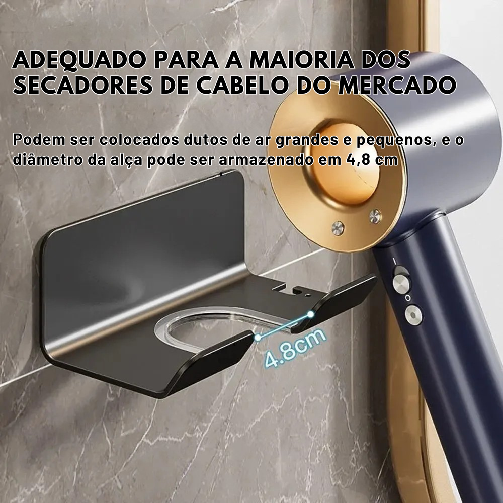 Organização Inteligente: Suporte de Parede Sem Furos para Secador e Chapinha – Mais Praticidade e Estilo no Seu Banheiro!