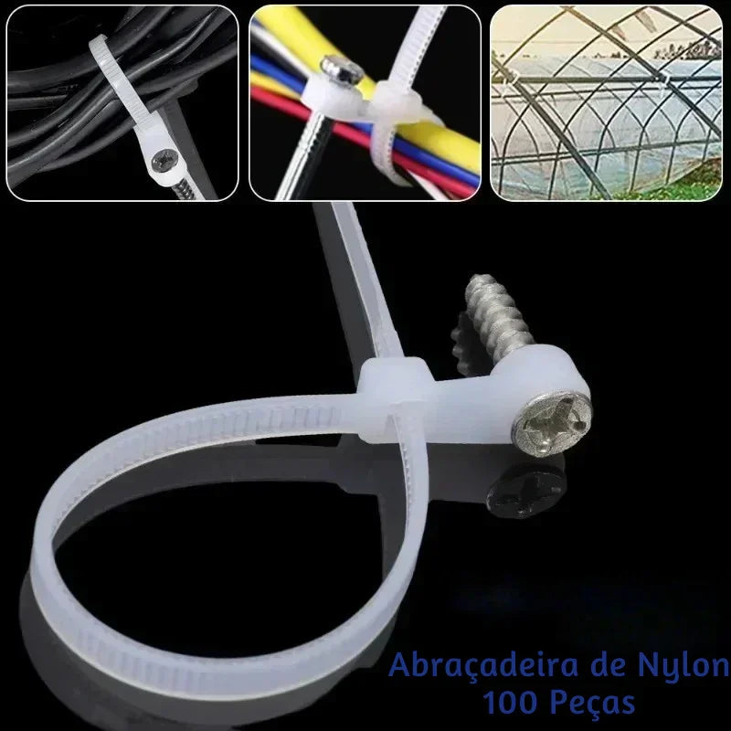 Organização Inteligente em Cada Fio: Abraçadeiras de Nylon com Furo para Parafuso – Fixação Rápida e Segura para Seus Cabos!