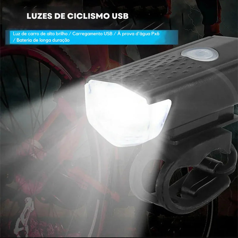 Transforme Seus Pedais Noturnos: Kit de Luz LED USB Recarregável para Bicicleta com Farol Frontal e Lanterna Traseira – Mais Segurança, Estilo e Visibilidade em Qualquer Caminho!
