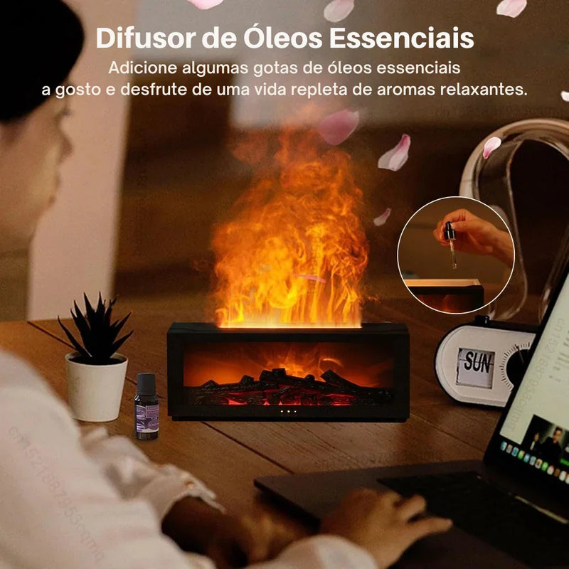 Chamas de Aroma: Umidificador com Difusor de Óleos Essenciais, Luz RGB e Controle Remoto para uma Atmosfera Mágica!