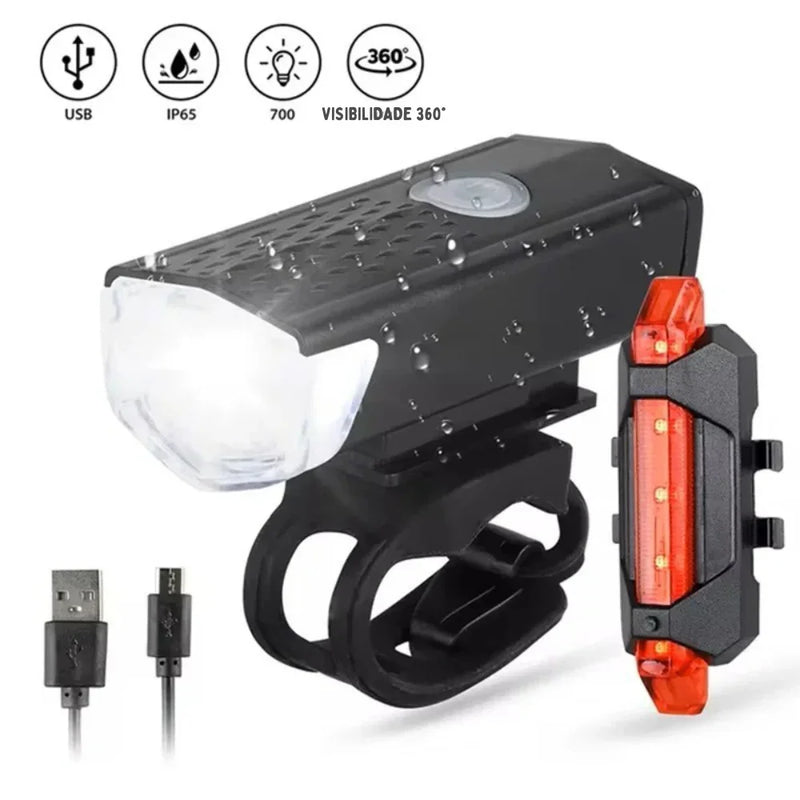 Transforme Seus Pedais Noturnos: Kit de Luz LED USB Recarregável para Bicicleta com Farol Frontal e Lanterna Traseira – Mais Segurança, Estilo e Visibilidade em Qualquer Caminho!