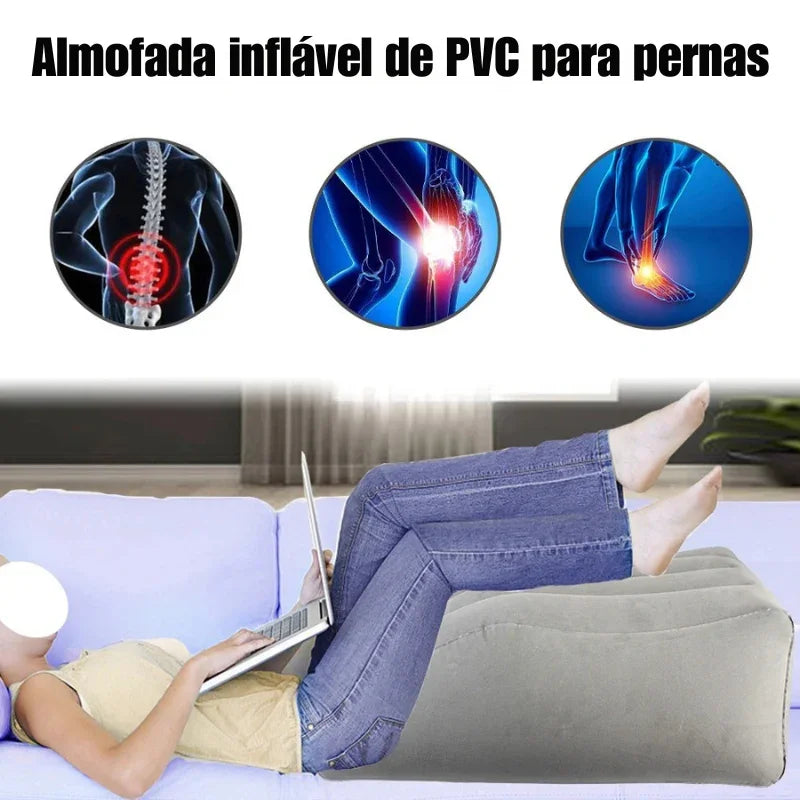 Leve Conforto para Onde For: Travesseiro/Almofada Inflável para Pernas, Pés, Viagens, Acampamentos e Bomba Elétrica 220V