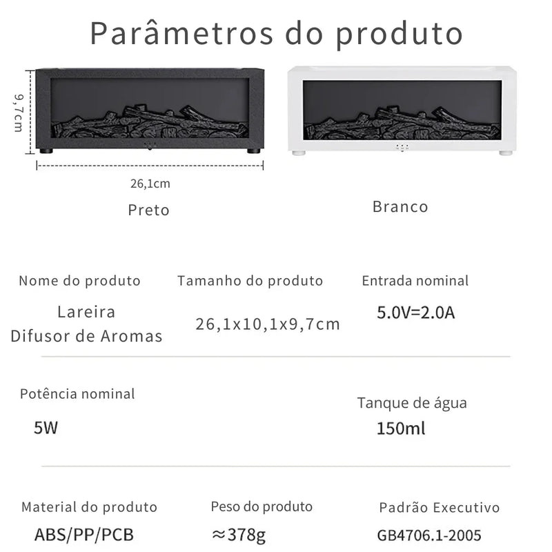 Chamas de Aroma: Umidificador com Difusor de Óleos Essenciais, Luz RGB e Controle Remoto para uma Atmosfera Mágica!