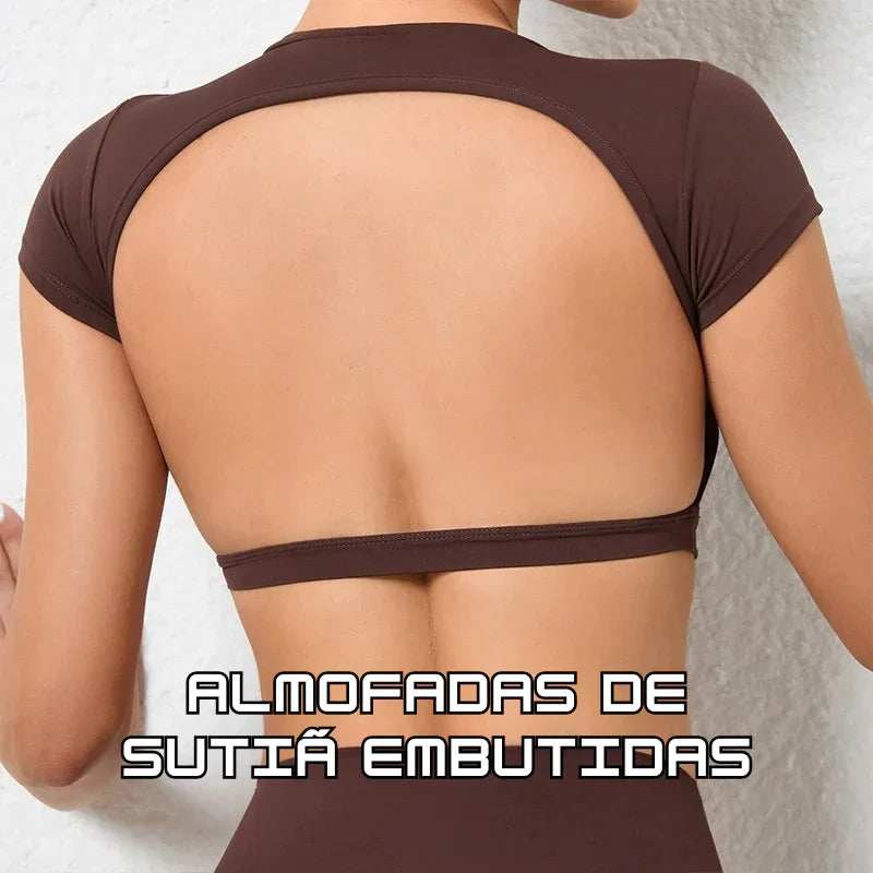 Top Fitness Feminino: Respirável, Estiloso e Aberto nas Costas – Liberdade Total para Seus Treinos!