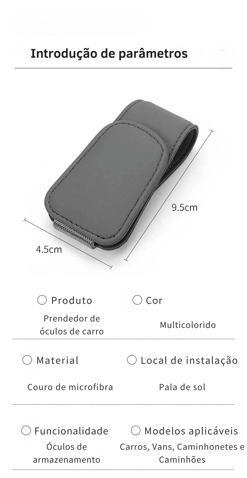 Organização com Estilo: Suporte Magnético de Couro para Óculos no Quebra Sol do Carro – Prático, Elegante e Universal!