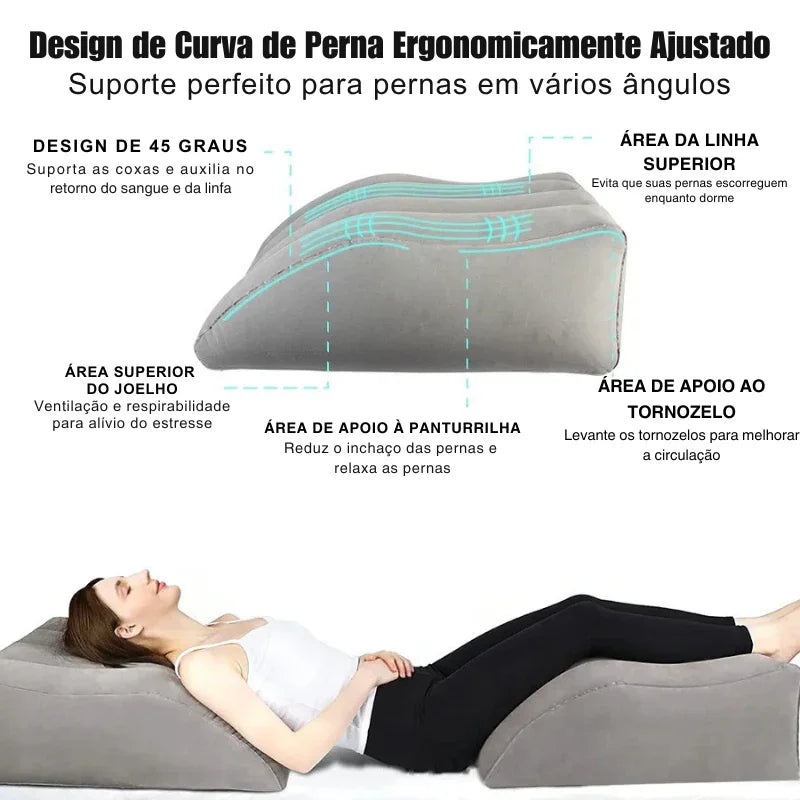 Leve Conforto para Onde For: Travesseiro/Almofada Inflável para Pernas, Pés, Viagens, Acampamentos e Bomba Elétrica 220V