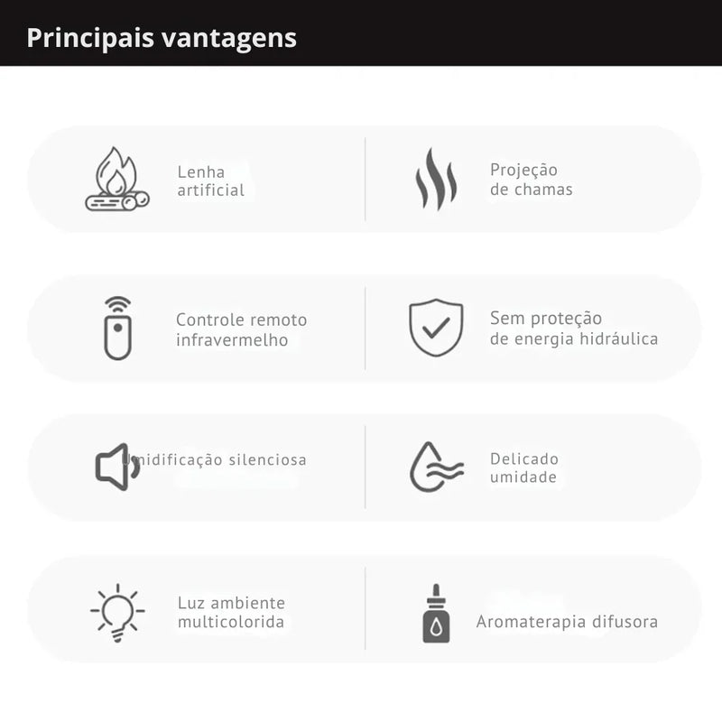 Chamas de Aroma: Umidificador com Difusor de Óleos Essenciais, Luz RGB e Controle Remoto para uma Atmosfera Mágica!