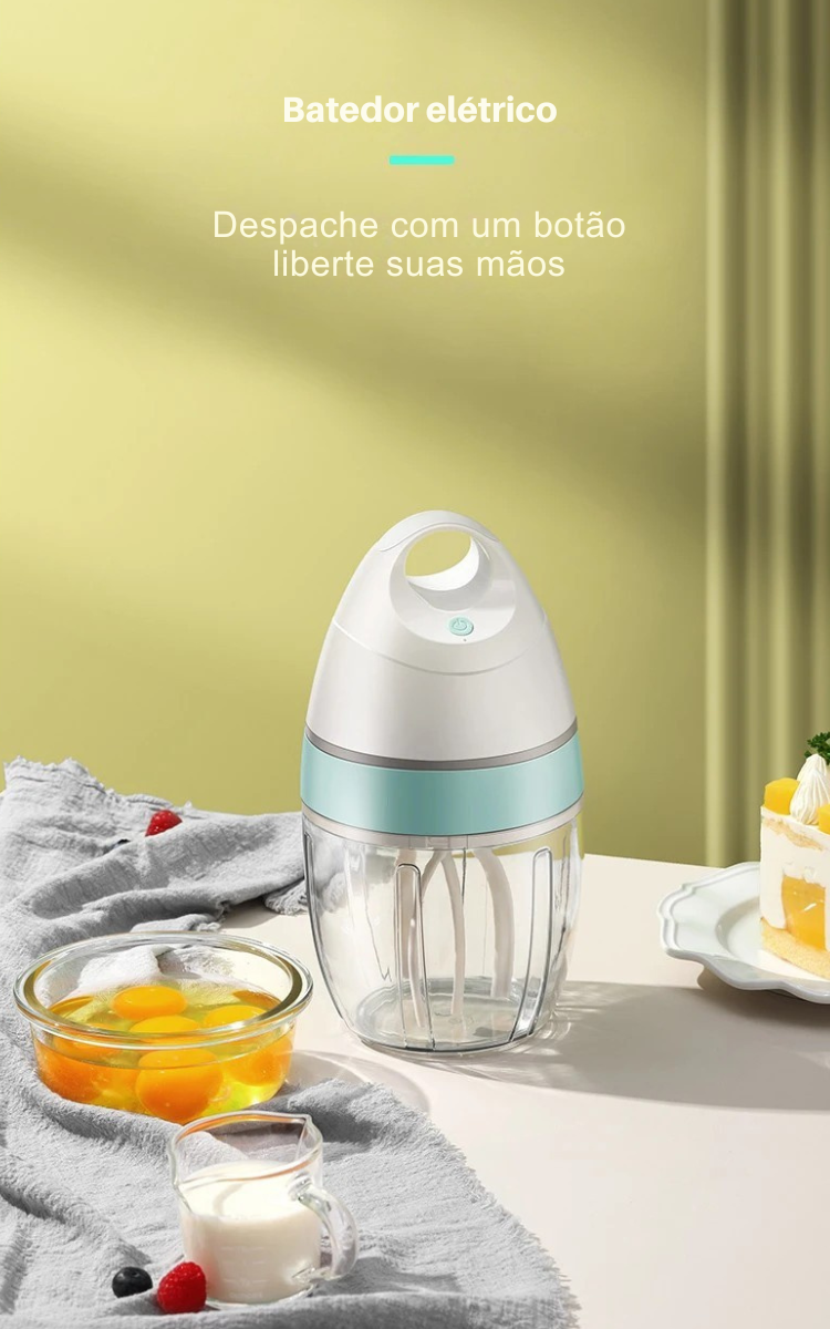 Diga Adeus ao Cansaço na Cozinha: Misturador Elétrico Sem Fio 4 em 1 para Espumar Leite, Bater Claras e Misturar com Facilidade!
