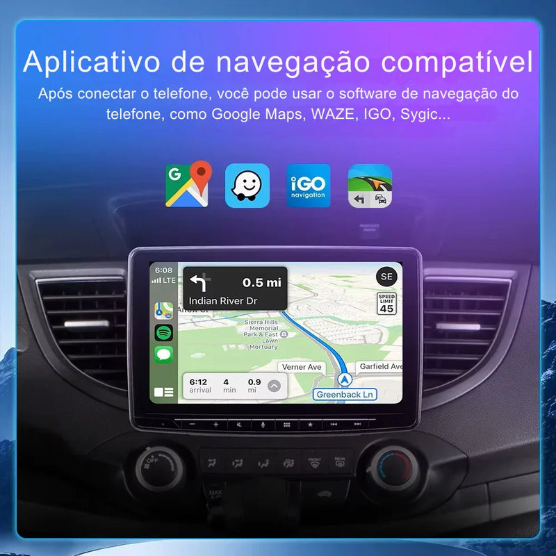 Adaptador CarPlay 2 em 1 Sem Fio – Conexão Rápida e Inteligente para Android e iPhone