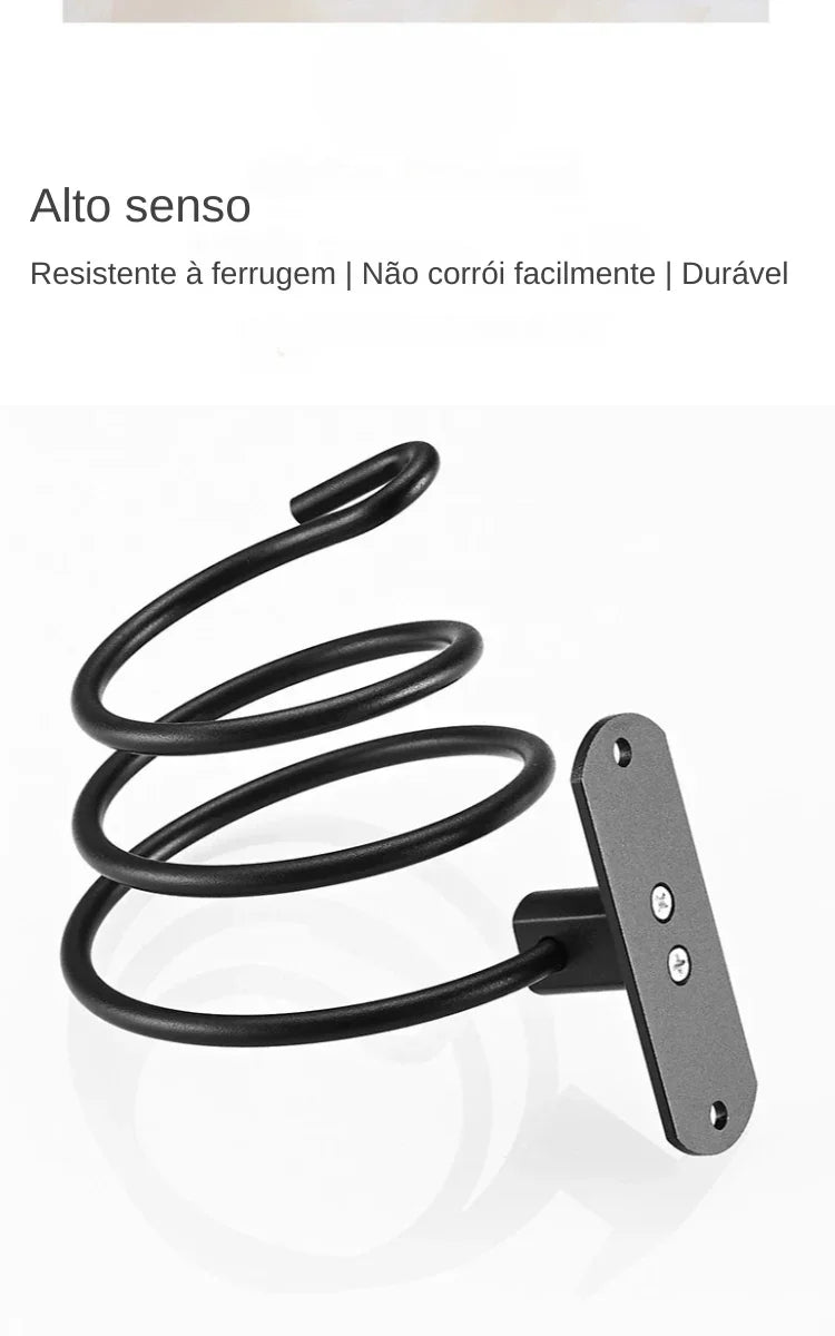 Suporte de Parede em Alumínio Funil para Secador – Organização Inteligente e Estilo Sofisticado para Seu Banheiro!
