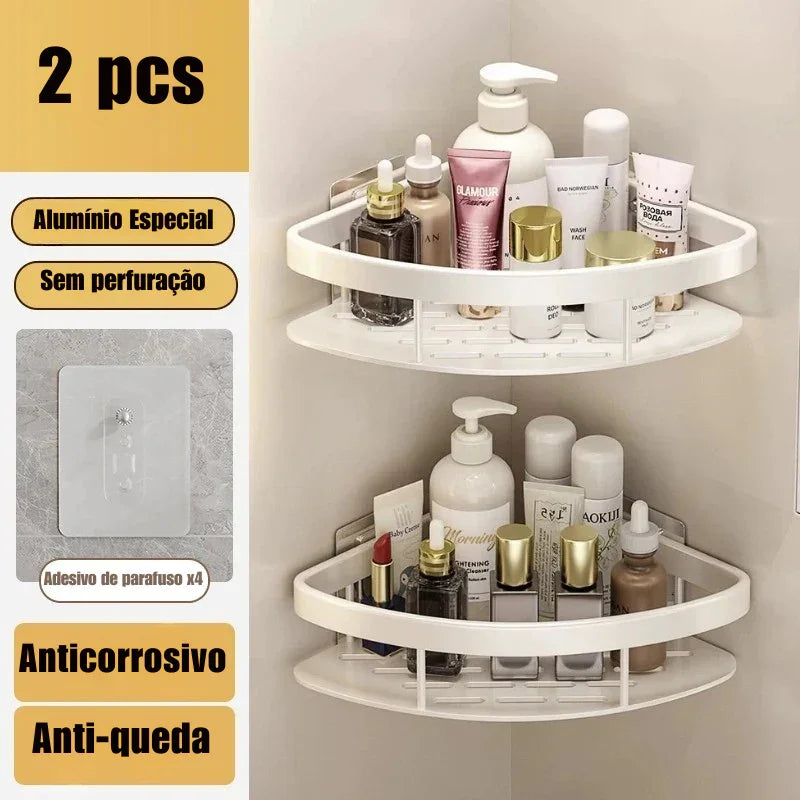 Transforme Seu Banheiro em Minutos: Prateleira de Alumínio Sem Furo para Organização Inteligente e Sofisticada! 🛁✨
