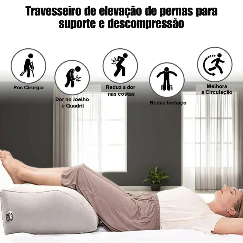 Leve Conforto para Onde For: Travesseiro/Almofada Inflável para Pernas, Pés, Viagens, Acampamentos e Bomba Elétrica 220V
