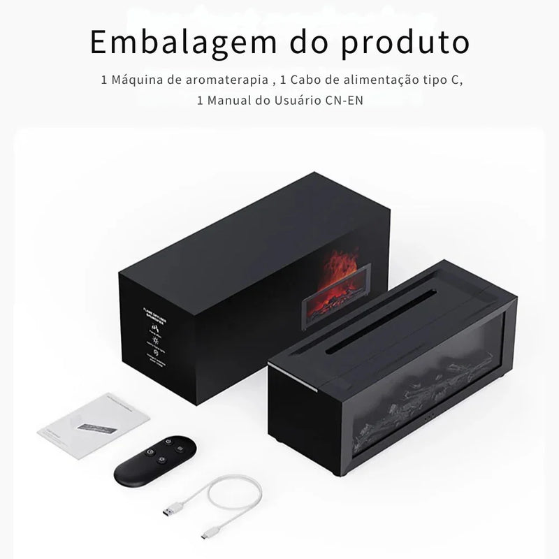 Chamas de Aroma: Umidificador com Difusor de Óleos Essenciais, Luz RGB e Controle Remoto para uma Atmosfera Mágica!