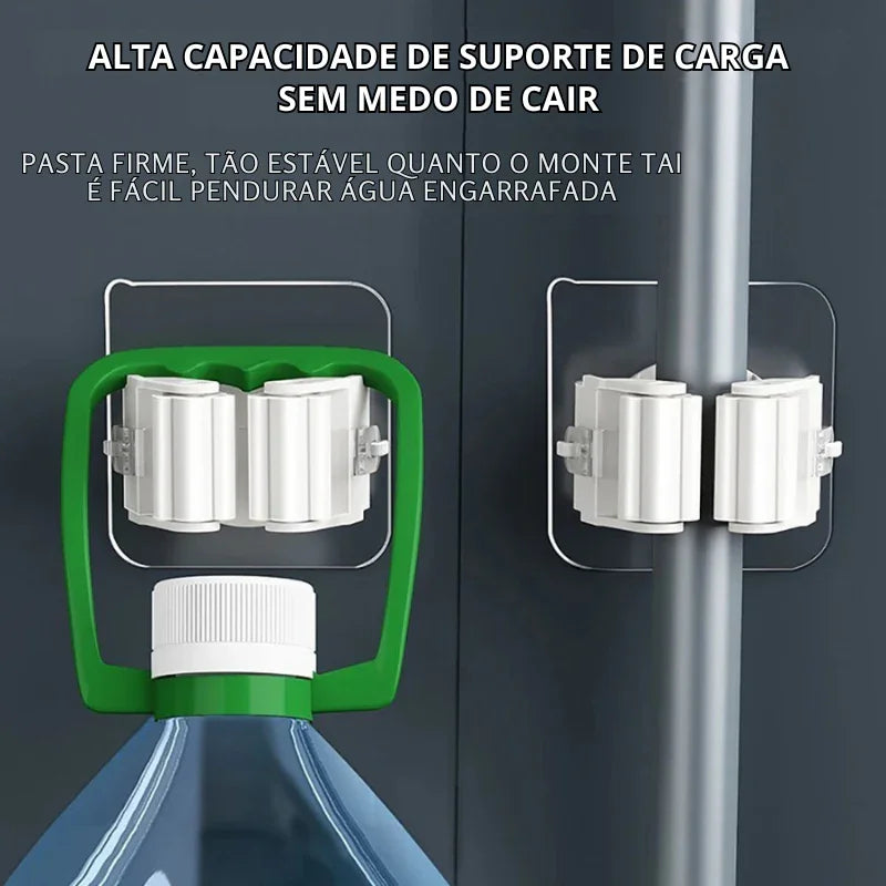 Organização Inteligente: Suporte Autoadesivo para Vassouras e Esfregões – Praticidade e Ordem na Cozinha ou Banheiro!