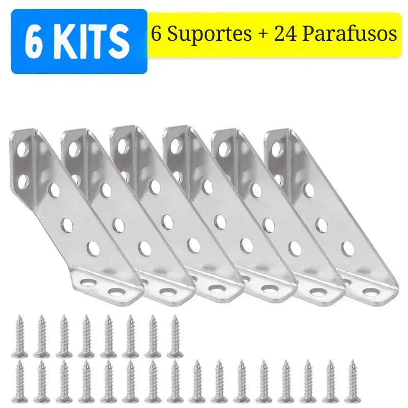 Conjunto de Suportes de Canto em Aço Inox – Fixação Robusta e Discreta para Móveis, Prateleiras e Armários!