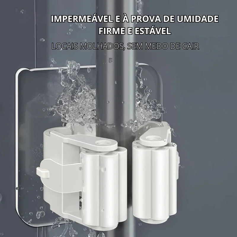 Organização Inteligente: Suporte Autoadesivo para Vassouras e Esfregões – Praticidade e Ordem na Cozinha ou Banheiro!