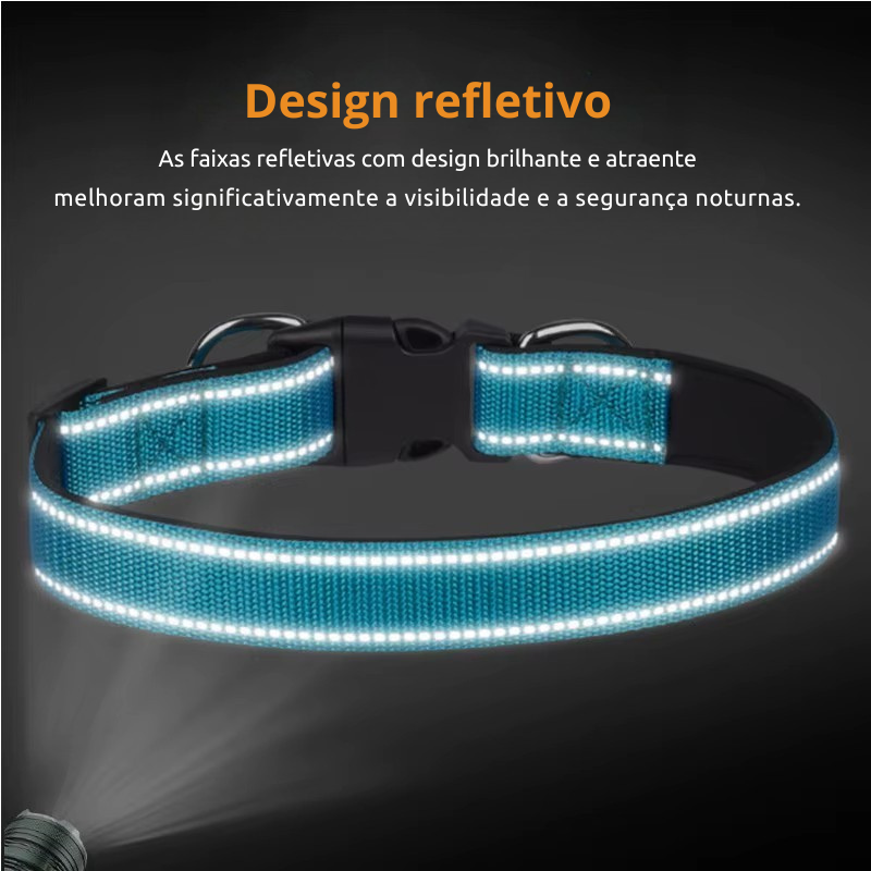Coleira Reflexiva Premium para Cães – Segurança, Conforto e Estilo em Cada Passeio!