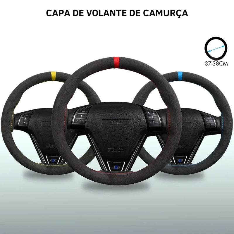 Transforme Seu Volante com Estilo: Capa Universal de Camurça com Costura à Mão para um Toque Luxuoso e Antiderrapante!