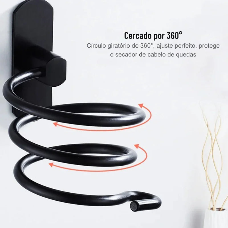 Suporte de Parede em Alumínio Funil para Secador – Organização Inteligente e Estilo Sofisticado para Seu Banheiro!