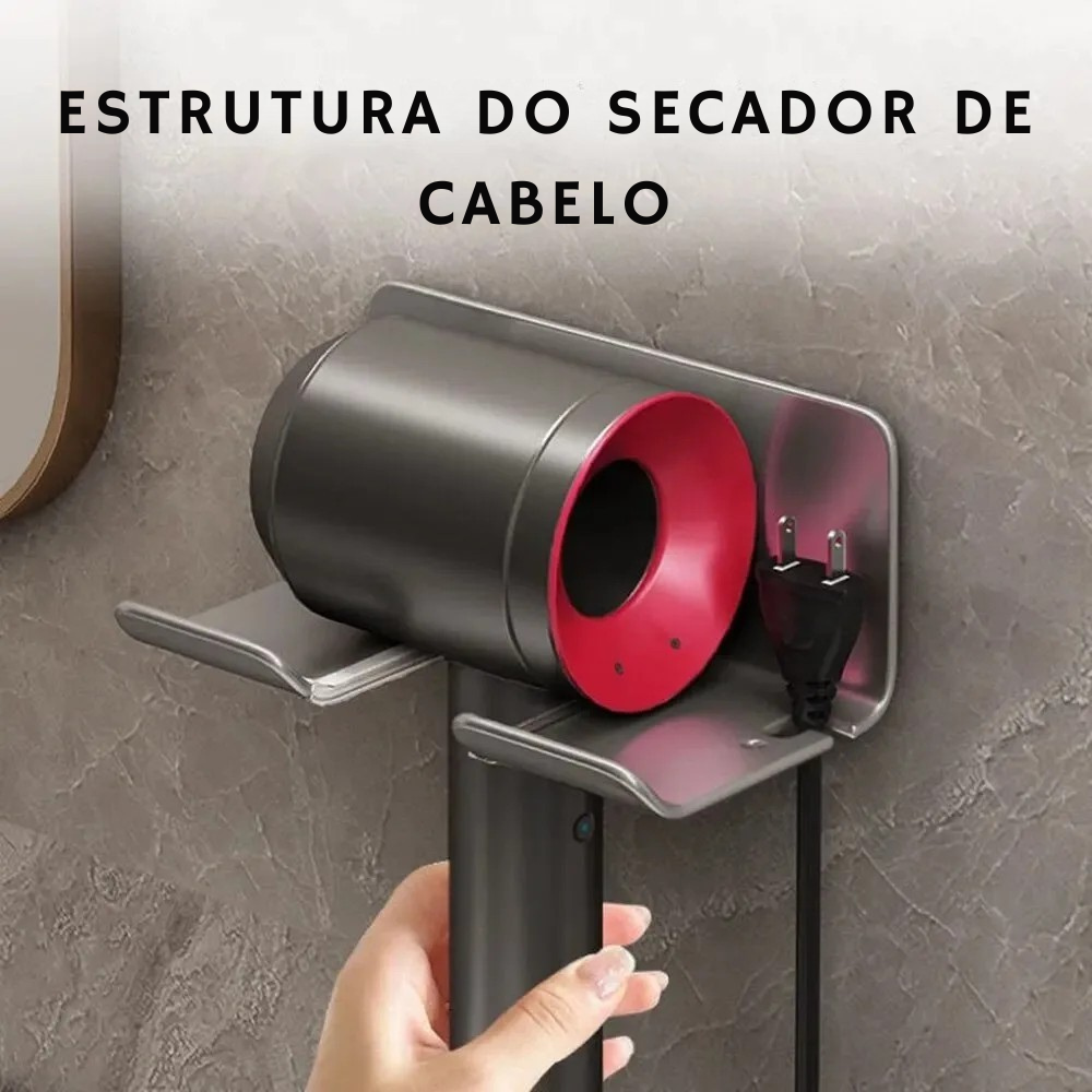 Organização Inteligente: Suporte de Parede Sem Furos para Secador e Chapinha – Mais Praticidade e Estilo no Seu Banheiro!