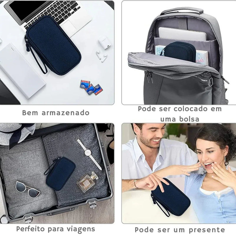 Leve Tudo Sem Bagunça: Organizador de Acessórios Eletrônicos à Prova d'Água com Duas Camadas!