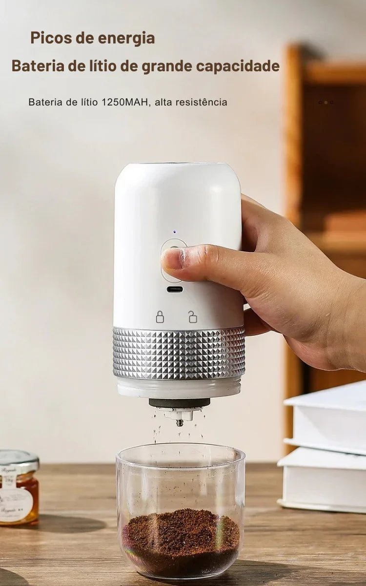 Moa Seu Café Onde Quiser: Moedor Elétrico Portátil com Núcleo de Cerâmica e Carregamento USB para Sabor Profissional em Qualquer Lugar!