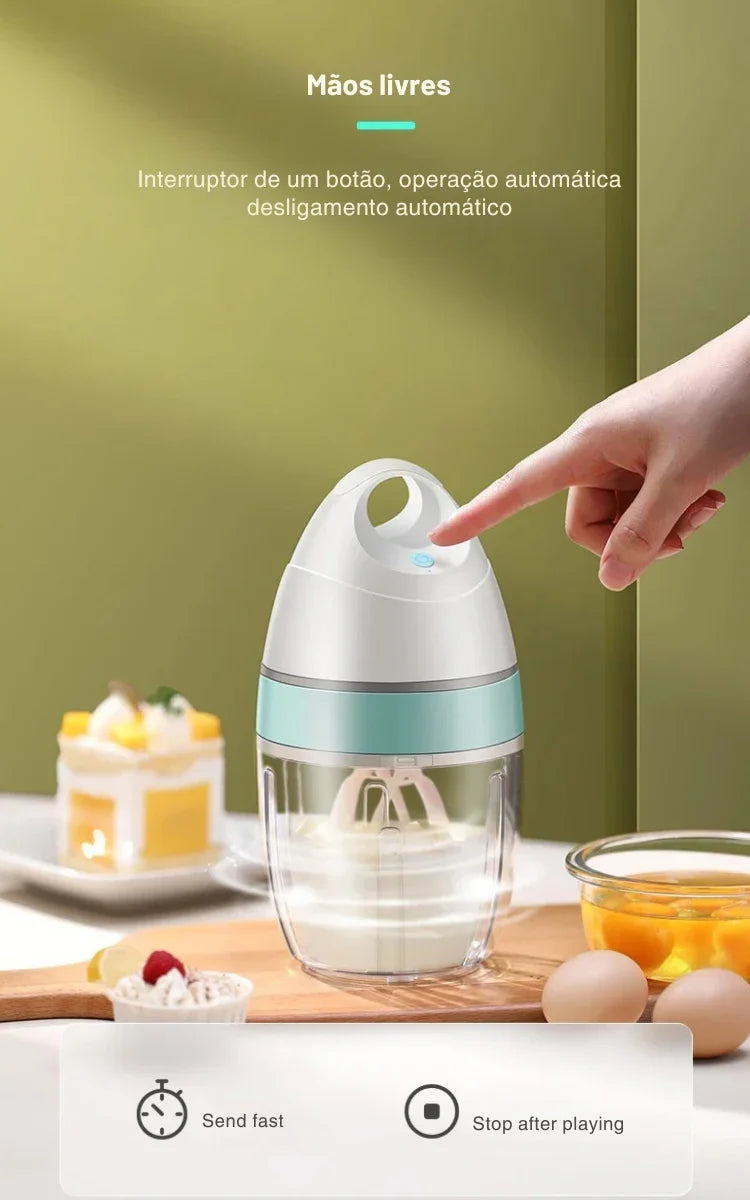 Diga Adeus ao Cansaço na Cozinha: Misturador Elétrico Sem Fio 4 em 1 para Espumar Leite, Bater Claras e Misturar com Facilidade!