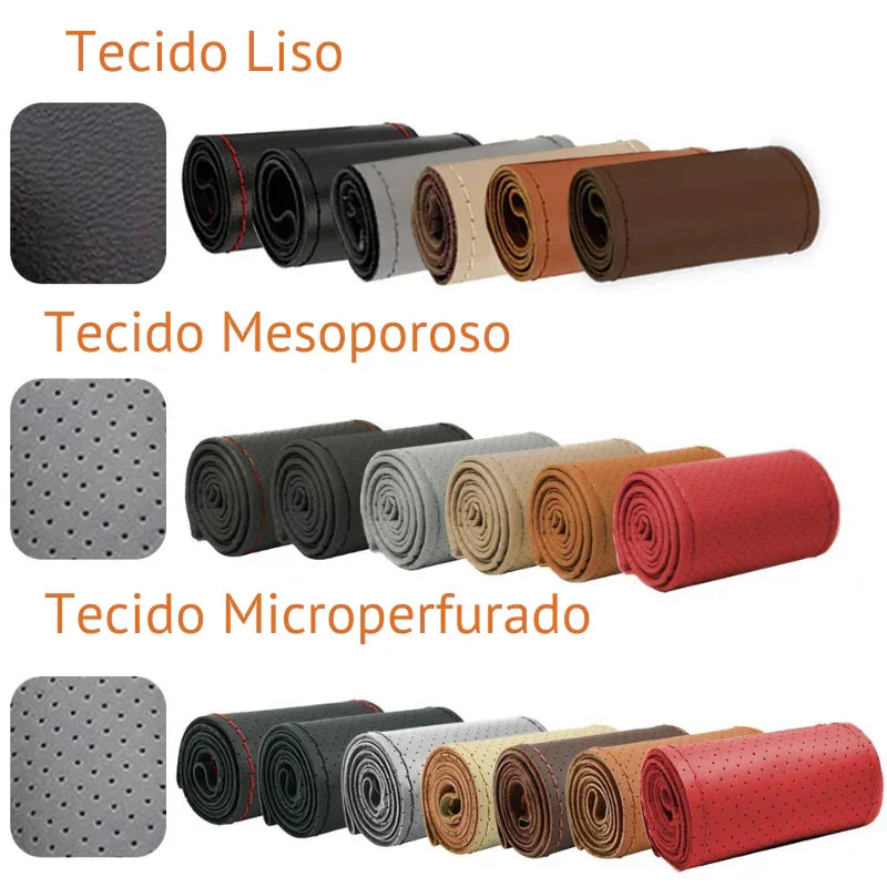 Transforme Seu Volante com Estilo e Segurança: Capa de Couro DIY Costurável Antiderrapante e Respirável – Ideal para Volantes de 38cm!