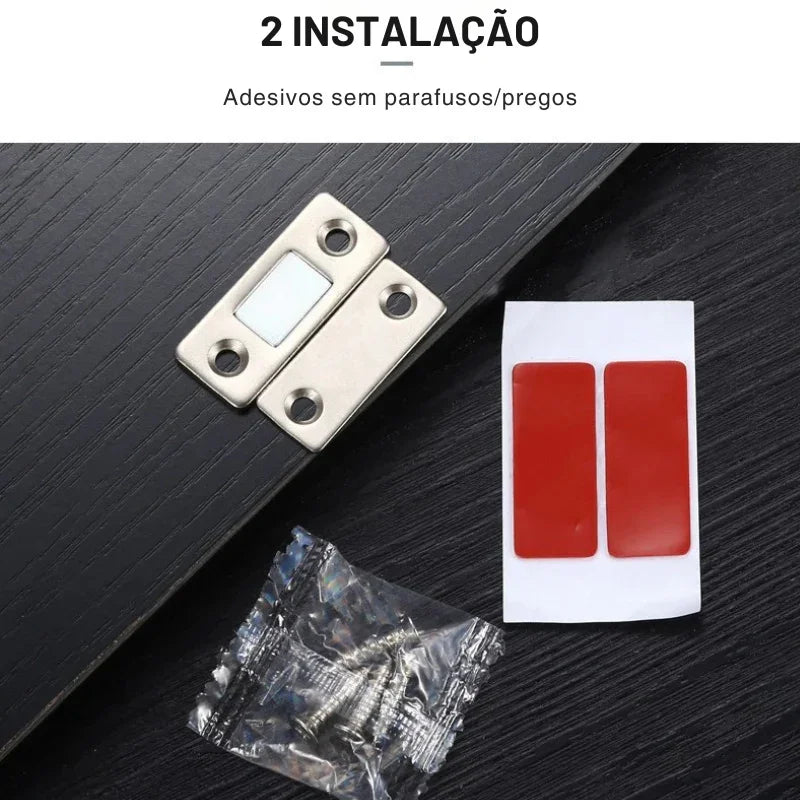 Fechamento Invisível e Seguro: Kit com 2 Travas Magnéticas para Portas de Armário – Fixação Discreta e Eficiente com Parafusos Inclusos!