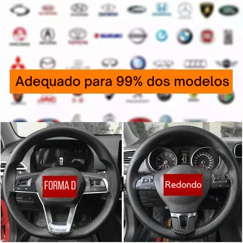 Transforme Seu Volante com Estilo e Segurança: Capa de Couro DIY Costurável Antiderrapante e Respirável – Ideal para Volantes de 38cm!