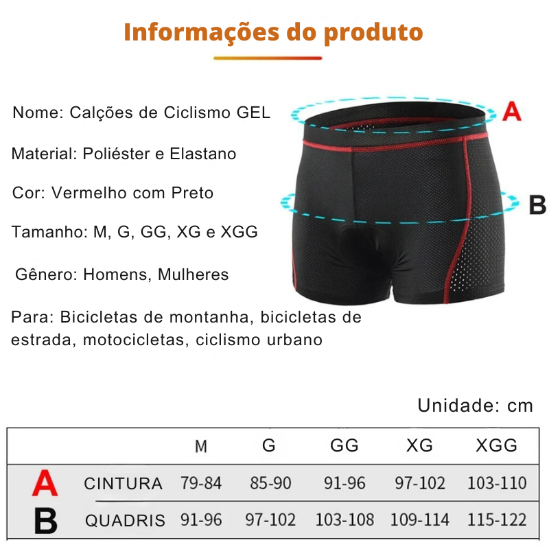 Conforto Extremo Sobre Duas Rodas – Shorts de Ciclismo com Almofada 5D em Gel, Respiráveis e Antichoque para Pedaladas Sem Limites!