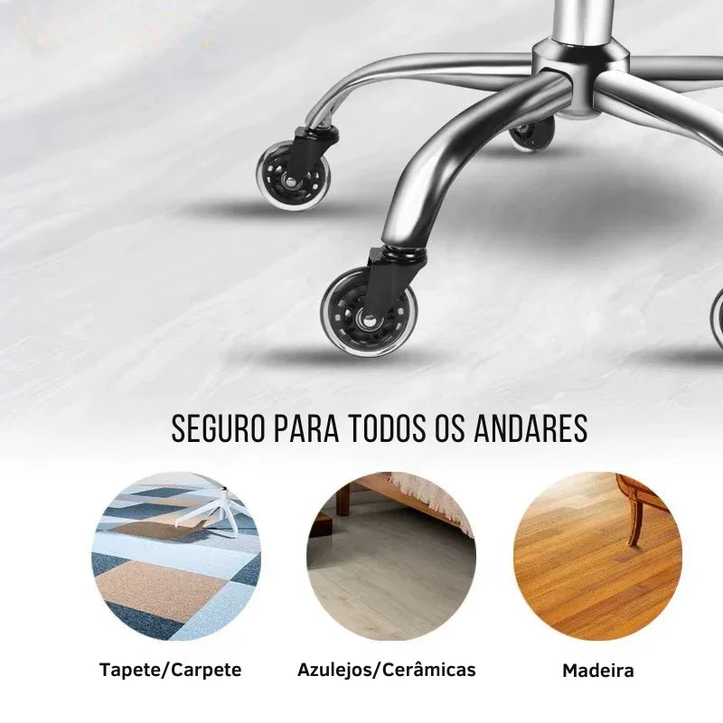 Kit 5 Rodas Premium para Cadeira de Escritório – Rodas de Borracha Giratórias, Silenciosas e Anti arranhões, em 2 Tamanhos para Substituição Fácil e Segura!