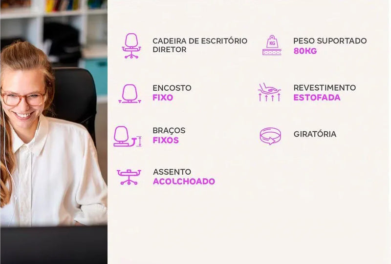 Cadeira Diretor Giratória Preta – Elegância, Conforto e Poder em um Só Assento!