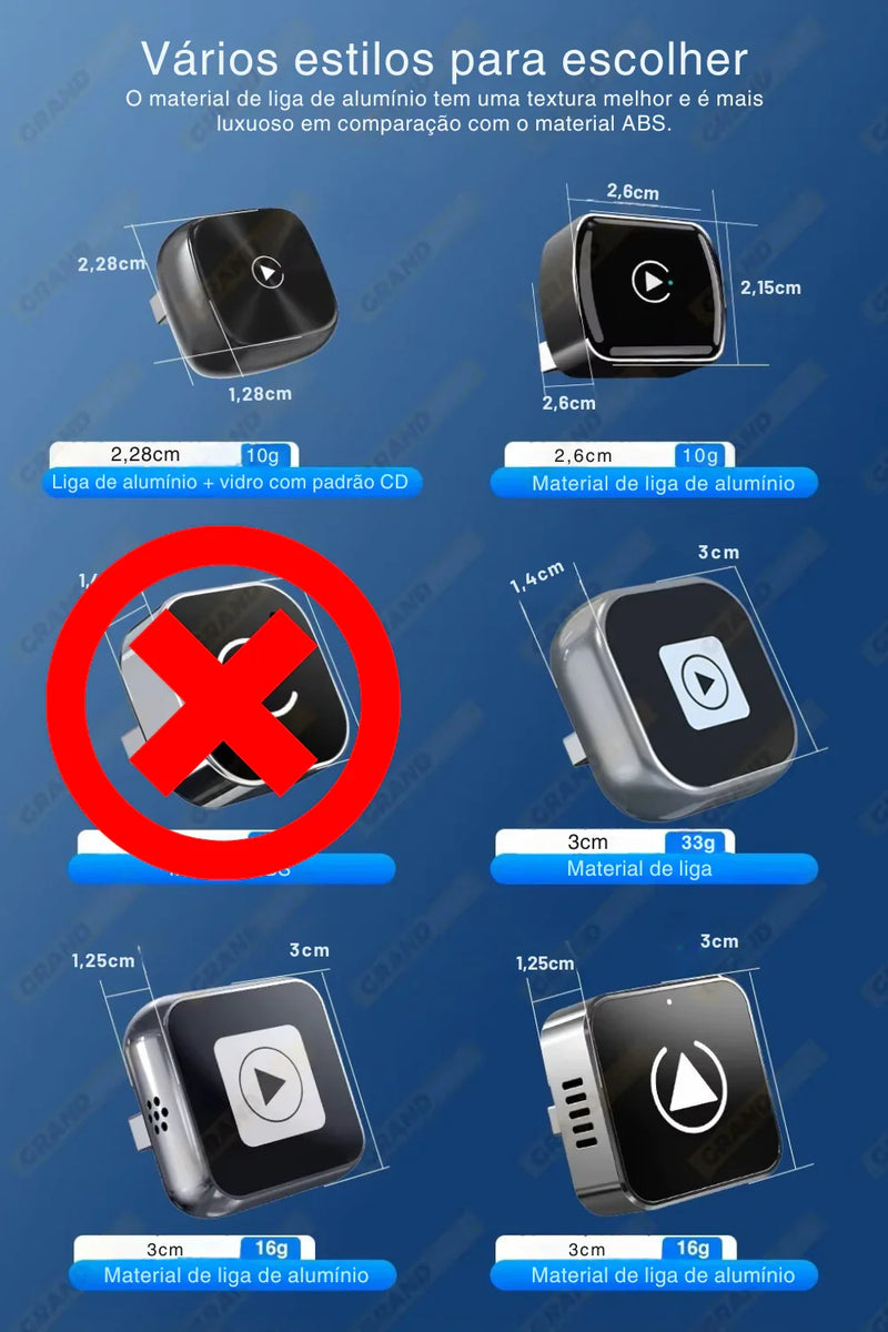 Mini Adaptador CarPlay & Android Auto Sem Fio – USB Plug & Play Universal para Diversos Modelos de Carros