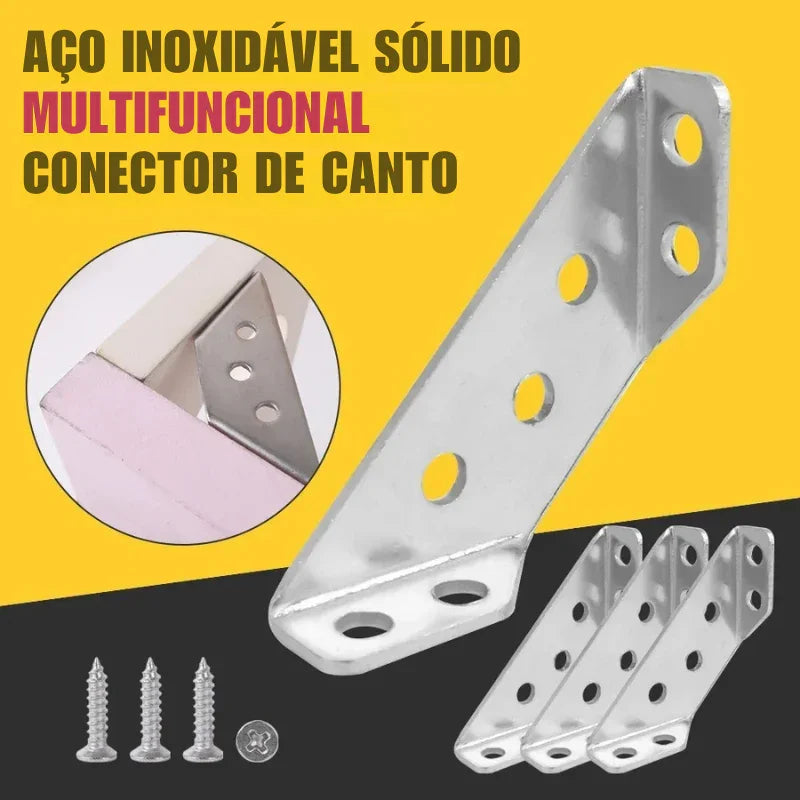 Conjunto de Suportes de Canto em Aço Inox – Fixação Robusta e Discreta para Móveis, Prateleiras e Armários!