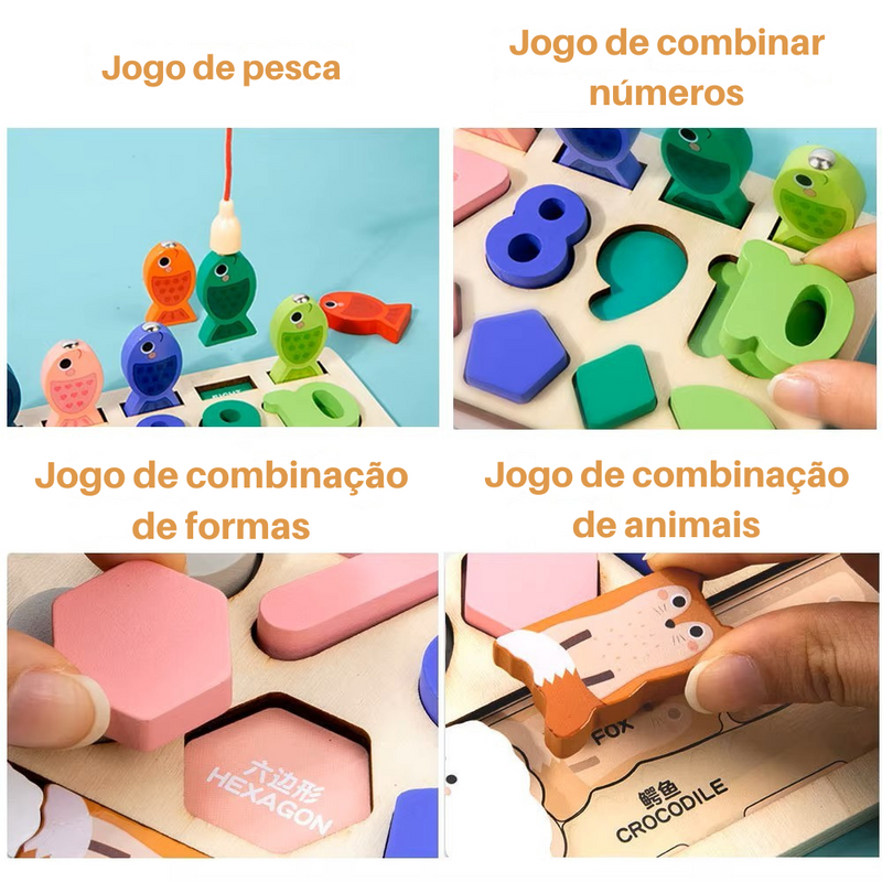 Aprendizado Divertido: Brinquedo Educativo de Pesca com Formas, Números e Animais para Estimular a Criatividade e Habilidades Motoras das Crianças!