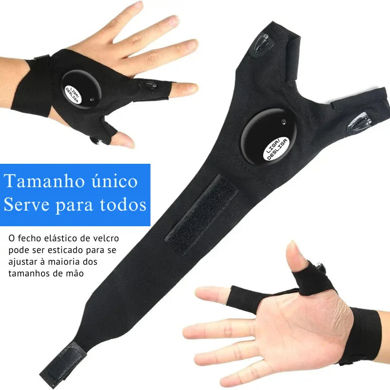 A Luz que Vai nas Suas Mãos – Luva LED à Prova d’Água para Pesca Noturna, Corrida e Aventuras sem Limites!