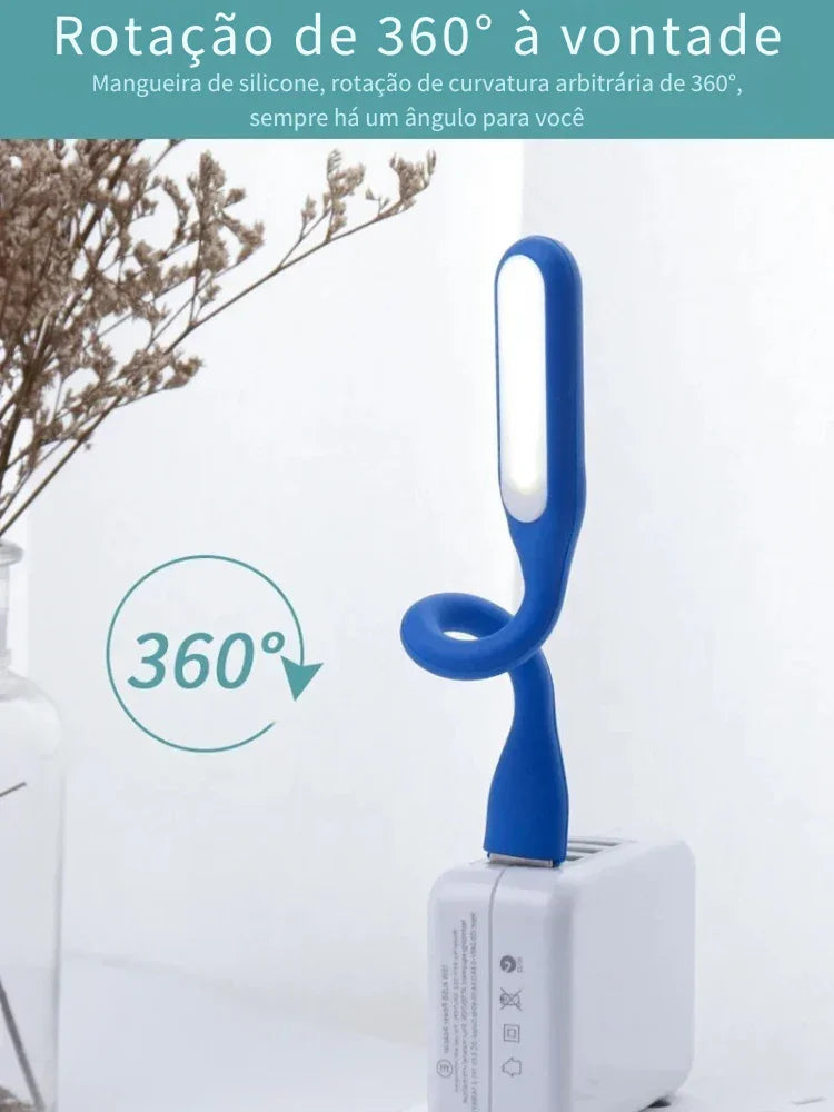 Leve Luz Onde Quiser! Mini Lâmpada USB Dobrável — Iluminação Portátil Ideal para Leituras, Computador e Power Bank!