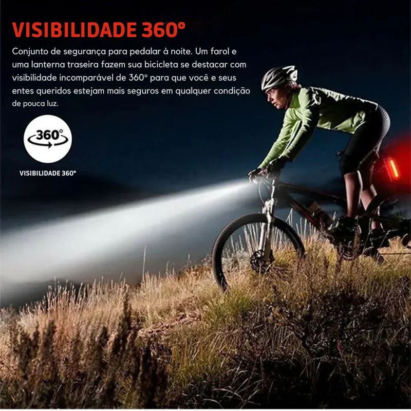 Transforme Seus Pedais Noturnos: Kit de Luz LED USB Recarregável para Bicicleta com Farol Frontal e Lanterna Traseira – Mais Segurança, Estilo e Visibilidade em Qualquer Caminho!