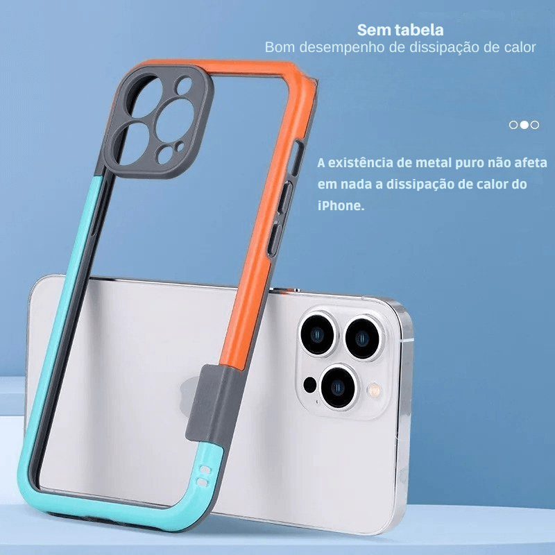 Borda Colorida, Estilo Invisível – A Capa Antichoque Mais Leve e Moderna para iPhone 13 ao 16