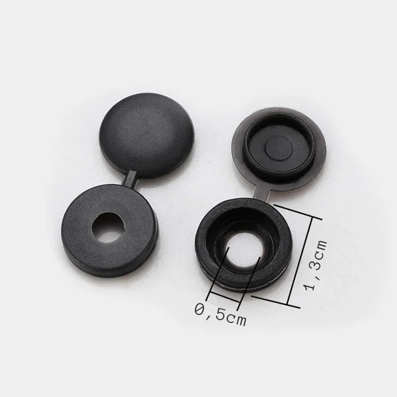 100Pcs Hinged Plastic Screw Cap Cover Fold Snap Protective Cap Button For Car Furniture Decorative Nuts Cover Bolts Hardware